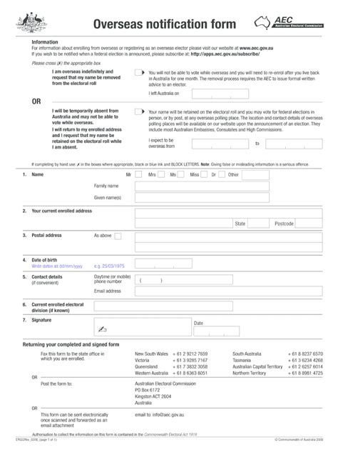 aec overseas notification form online.